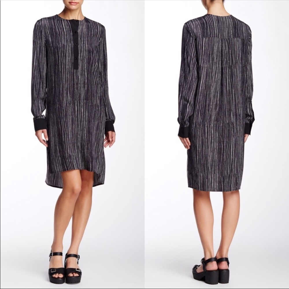 Vince | Wavy Stripe Printed Silk Dress - Picture 1 of 8